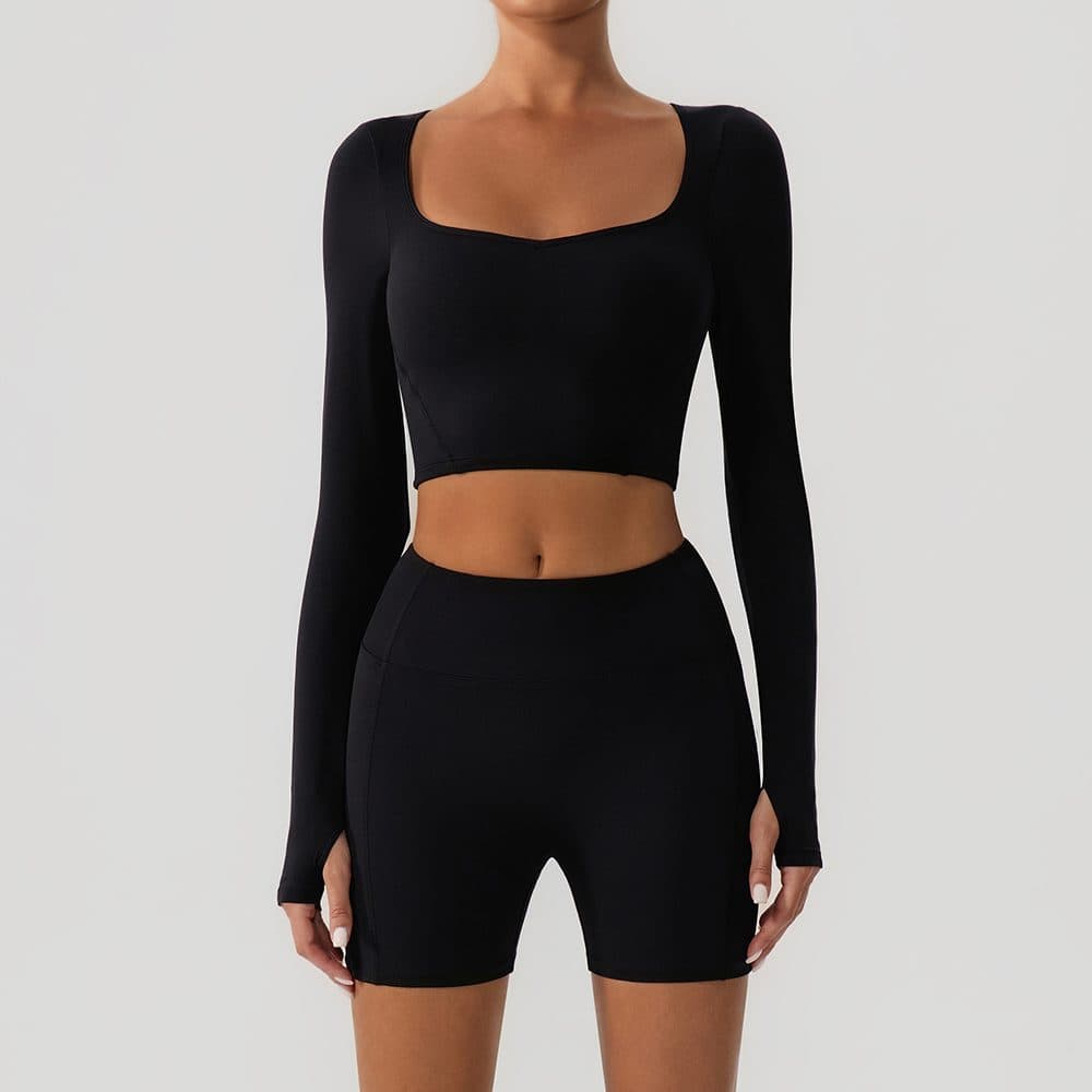 Sweetheart-Neck Long Sleeve + Shorts Set YW554+KW427 — product image 1