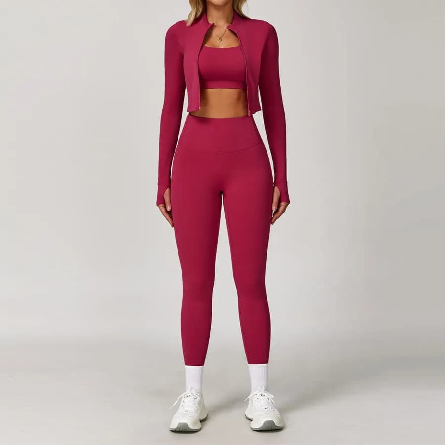 8047 3-Piece Set ( Long Sleeve + Bra + Pants ) TZ8047-4 — product image 1