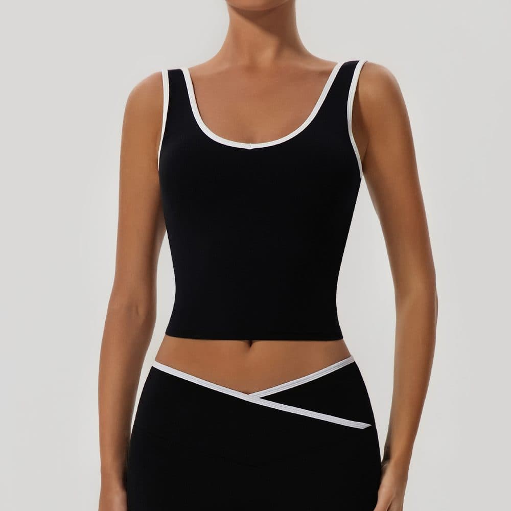 High-Stretch Second-Skin Deep-V Color-Block Fitted Yoga Tank YW580 — product image 1