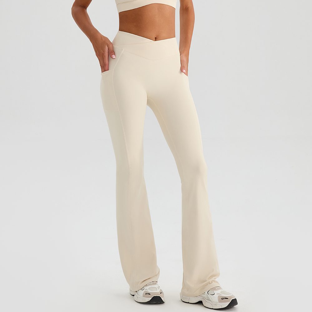 High-Waist Cross Tummy-Control Stretch Flared Pants KW443 — product image 1