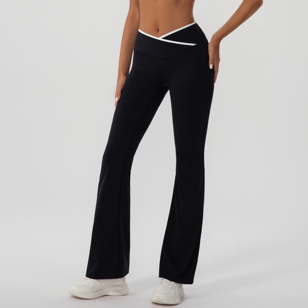 High-Stretch Second-Skin Cross Color-Block Flared Pants KW447 — product image 1