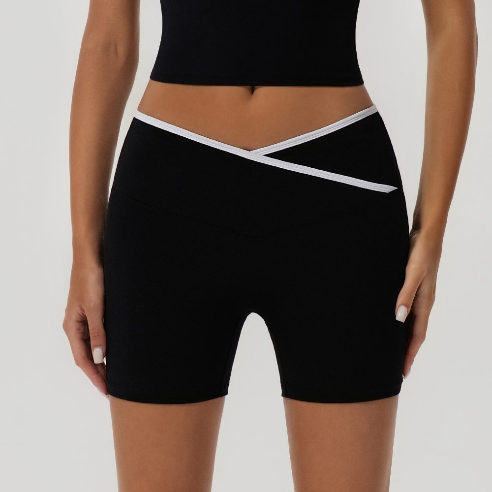 Cross Color-Block Fitted Yoga Shorts KW449 — product image 1