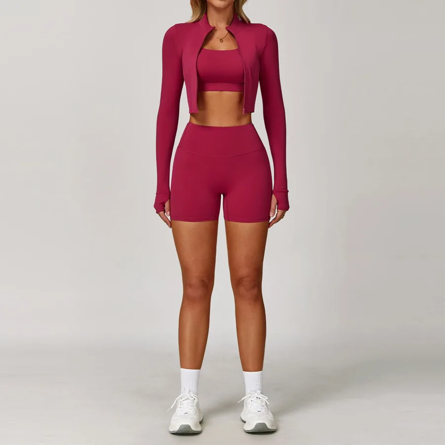 8047 3-Piece Set ( Long Sleeve + Bra + Shorts ) TZ8047-3 — product image 1
