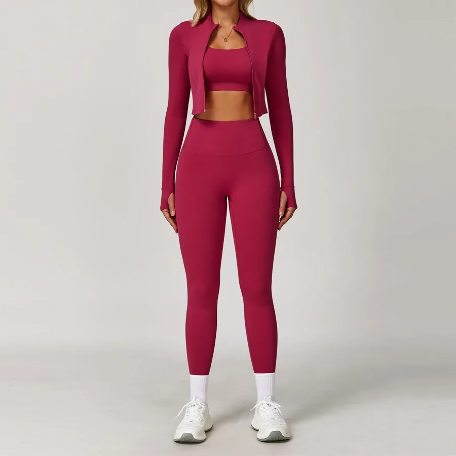 8047 3-Piece Set ( Long Sleeve + Bra + Pants ) TZ8047-4 — product image 1