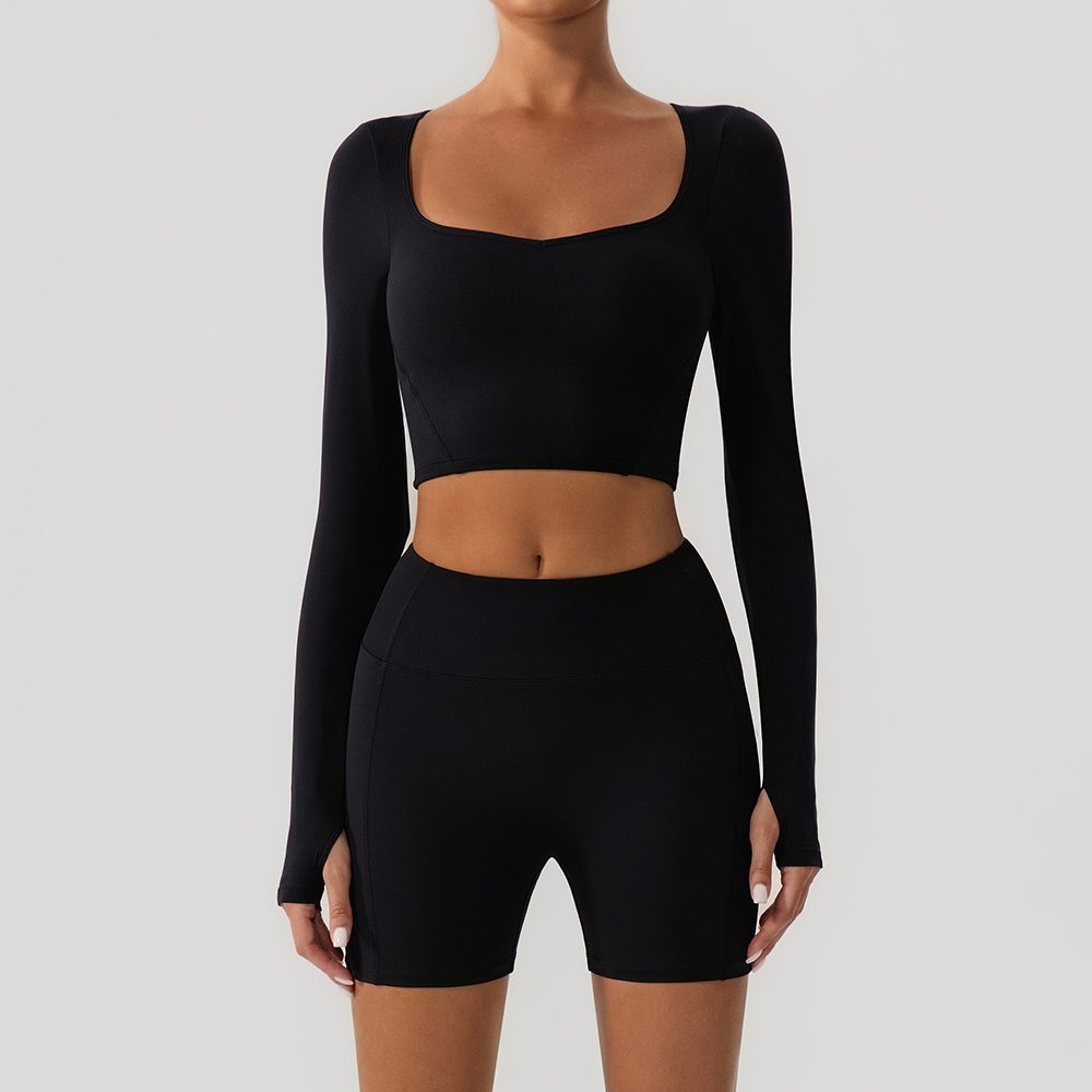Sweetheart-Neck Long Sleeve + Shorts Set YW554+KW427 — product image 1