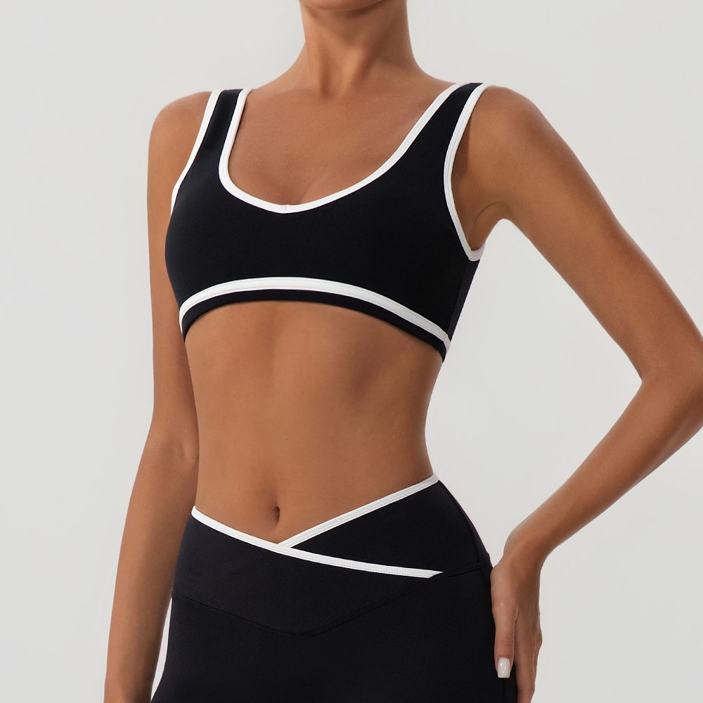 Second-Skin High-Stretch Deep-V Color-Block Yoga Sports Bra YW578 — product image 1