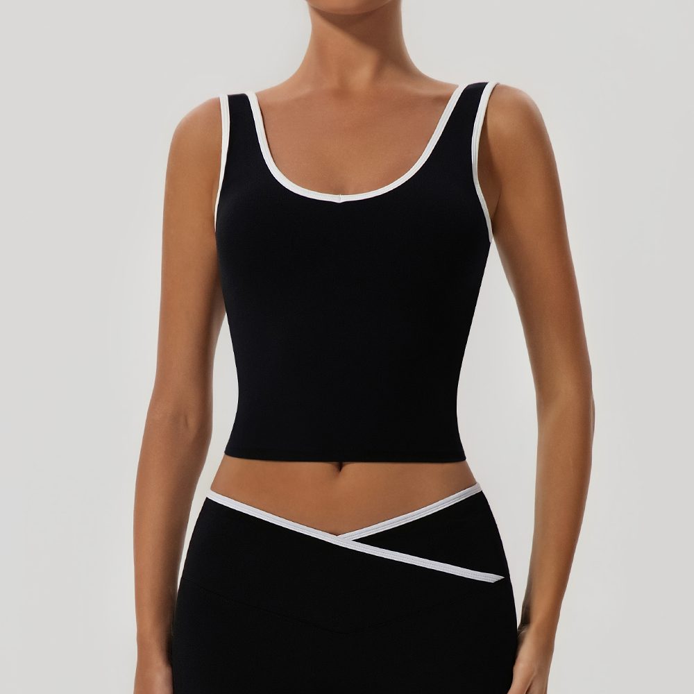 High-Stretch Second-Skin Deep-V Color-Block Fitted Yoga Tank YW580 — product image 1