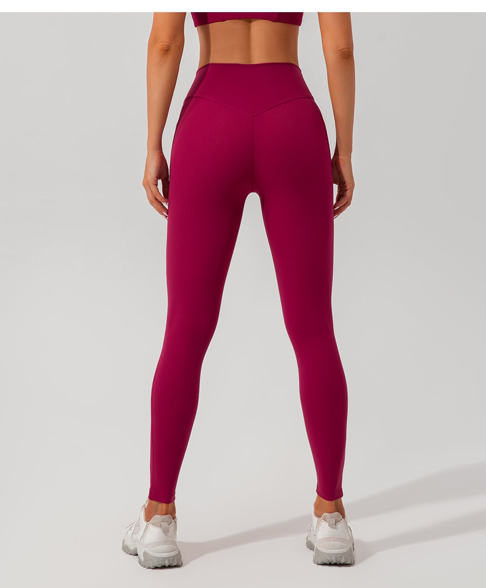 Ribbed High-Waist Yoga Leggings with Pockets 3