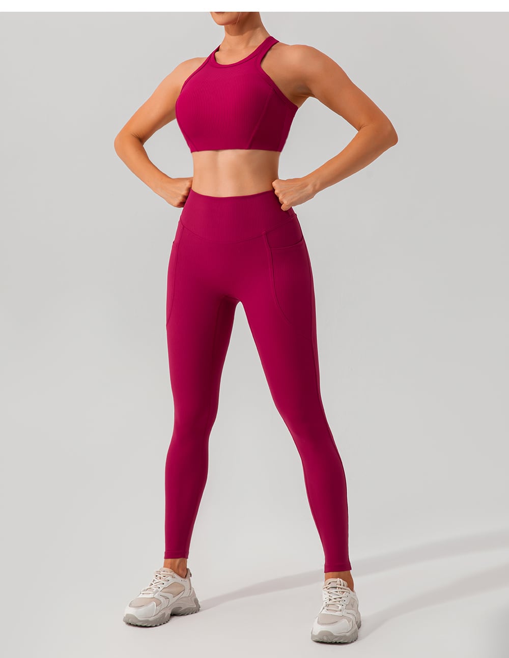 Ribbed High-Waist Yoga Leggings with Pockets 4