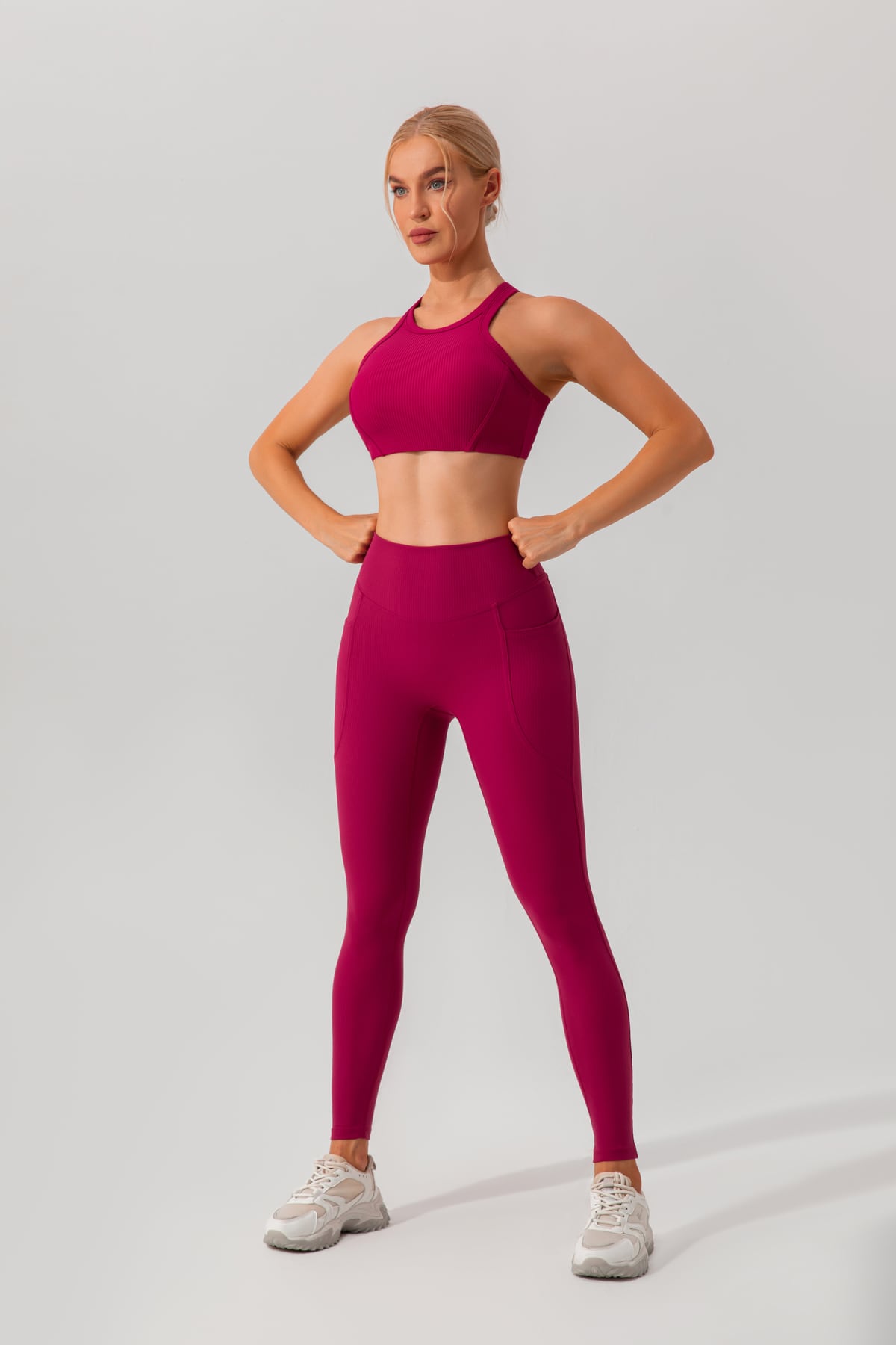 Ribbed High-Waist Yoga Leggings with Pockets 6
