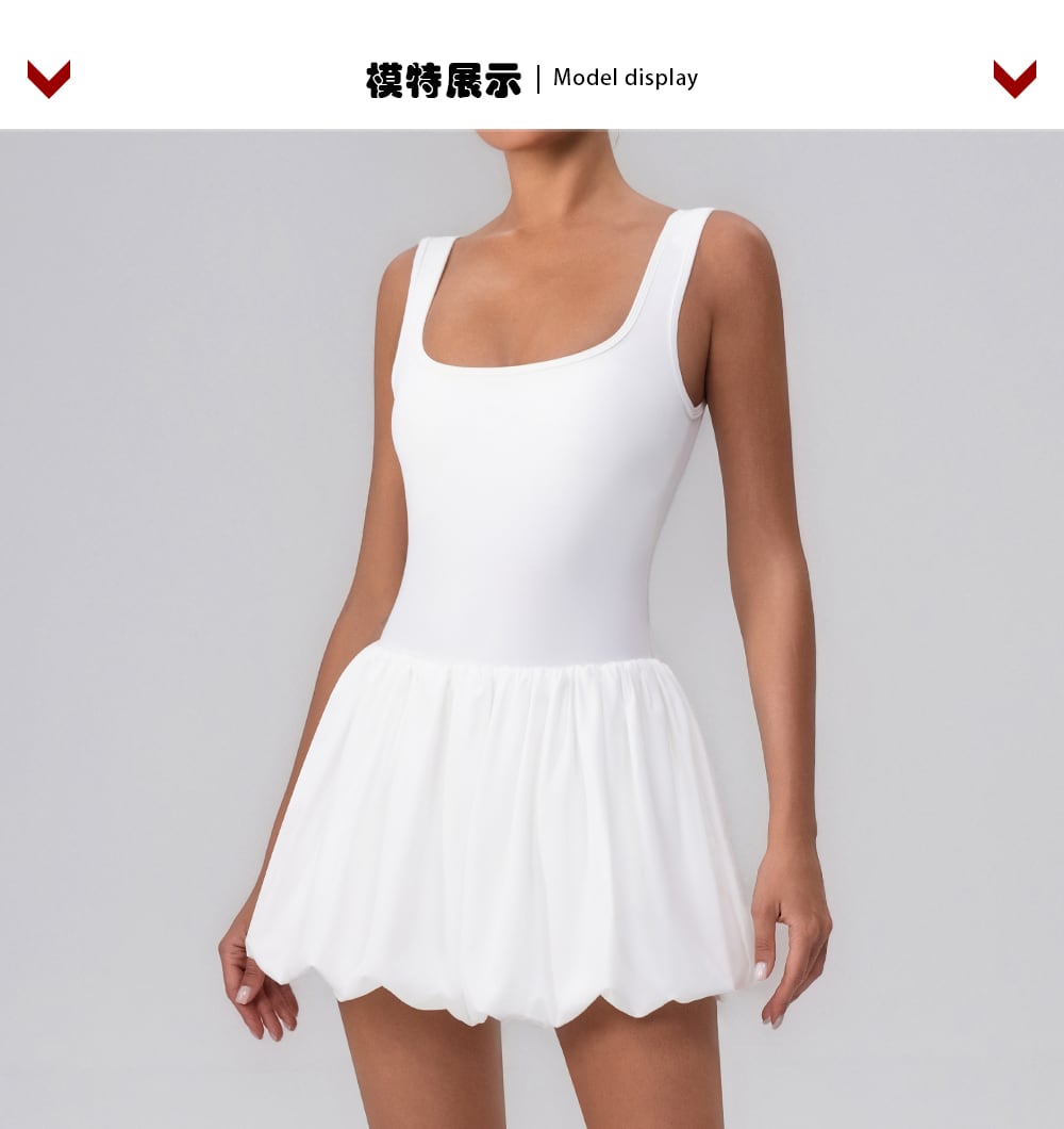 Ruched Fitness Tennis Dress with Safety Shorts 2
