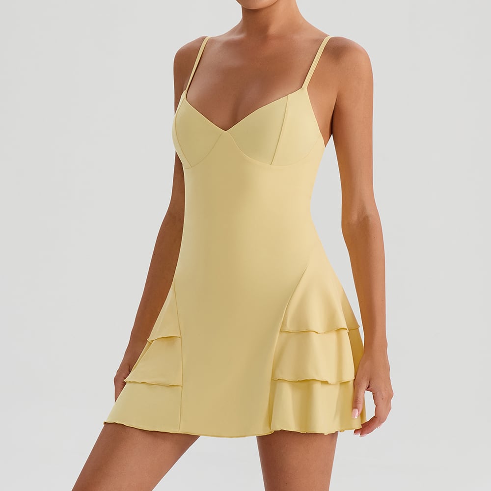 Halter Tennis Dress with Built-In Shorts 1